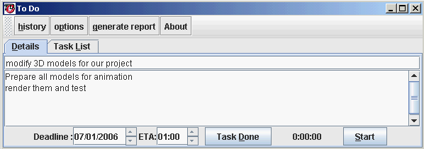 task detailed view