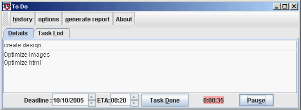task running details
